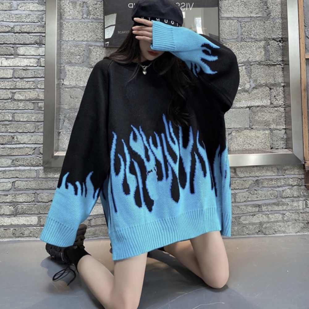 NWT Winter Oversized Streetwear Flame Sweater S: Small-Medium - Picture 7 of 12